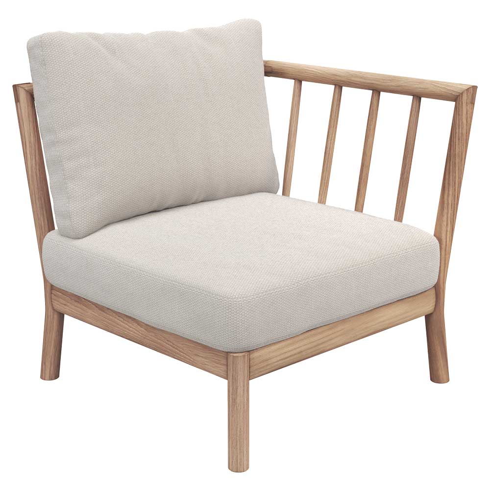 Tradition Outdoor End Module - Teak, Light Sand