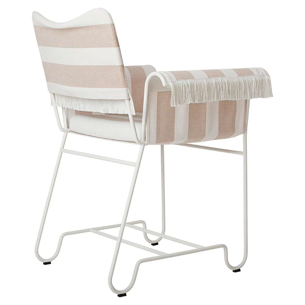 Tropique Dining Chair With Fringes - Leslie Stripe 40, White Base - Image 3