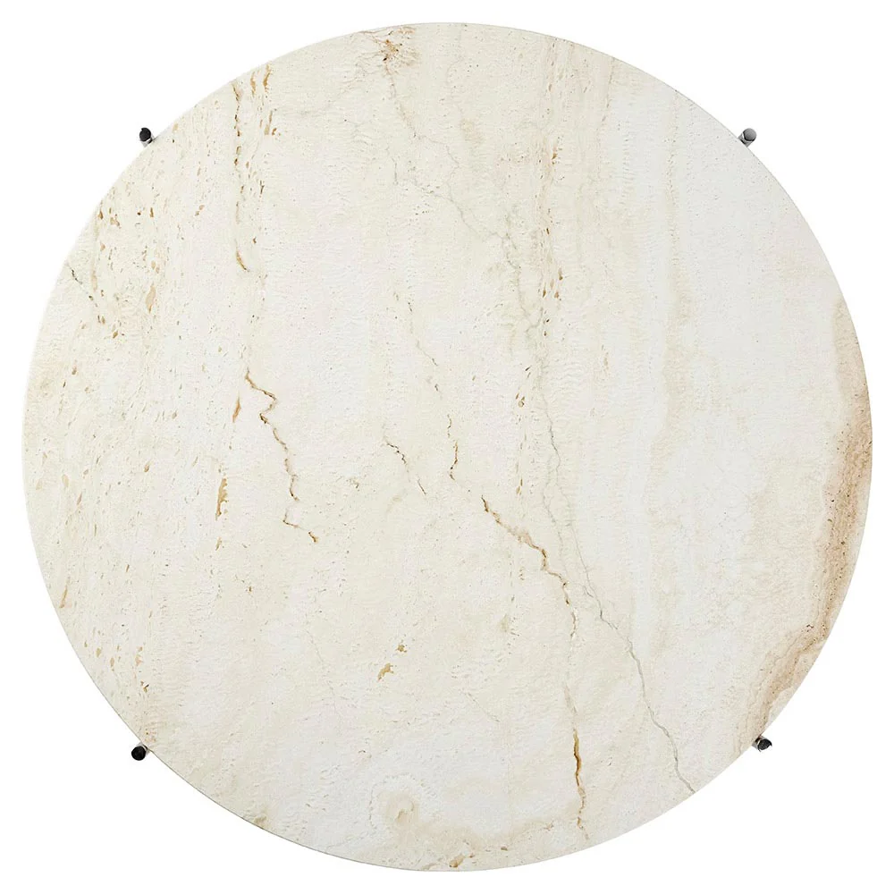 TS Side Table - Neutral White Travertine, Polished Steel - Image 2