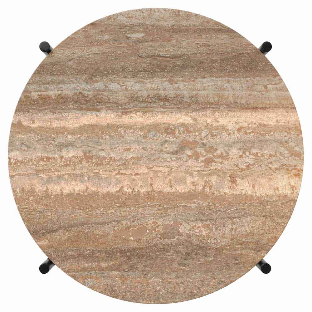 TS Side Table - Warm Taupe Travertine, Black - Image 3