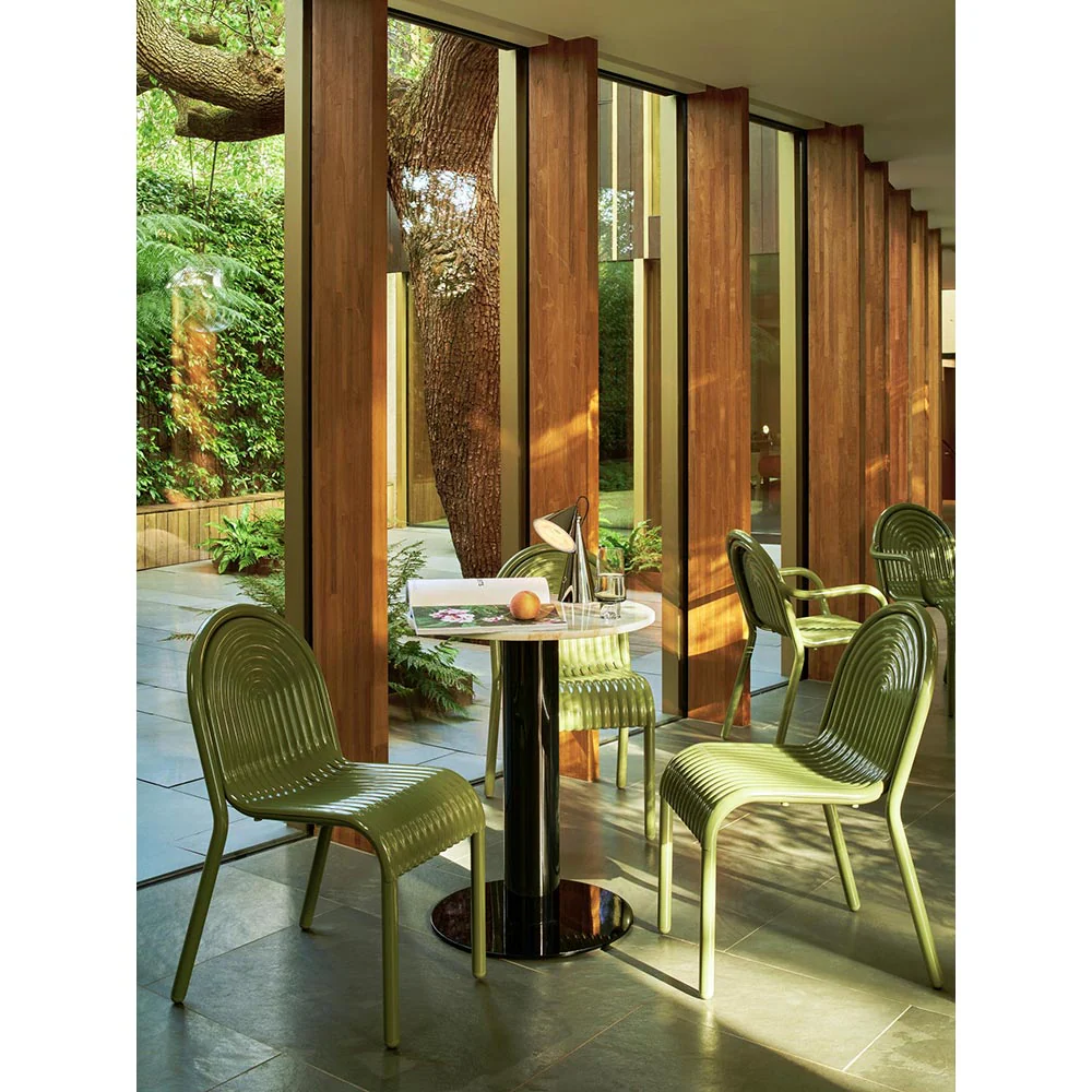 Tube 24" Dining Table - White Marble Top, Black Base - Image 2