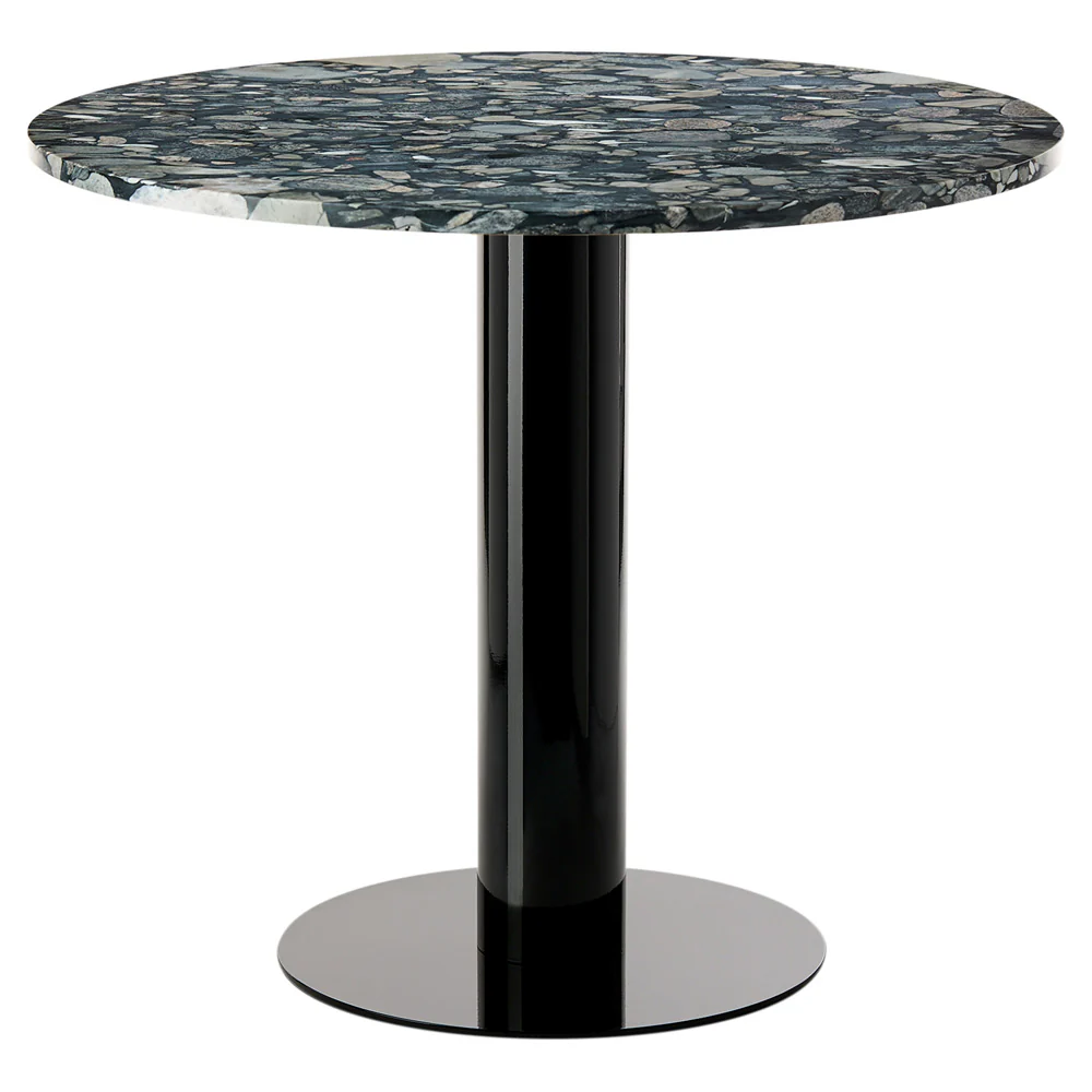 Tube 36" Dining Table - Pebble Marble Top, Black Base