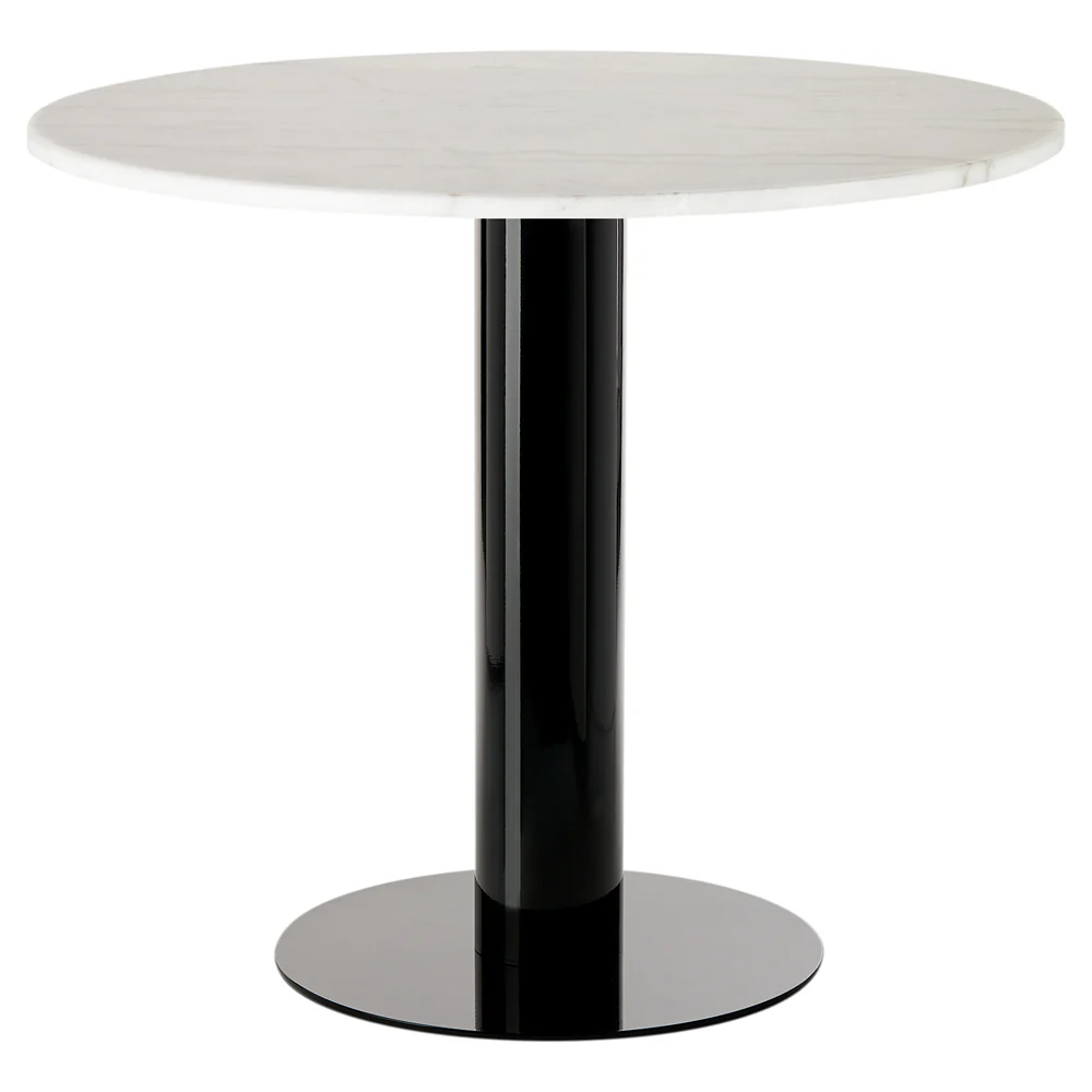 Tube 36" Dining Table - White Marble Top, Black Base