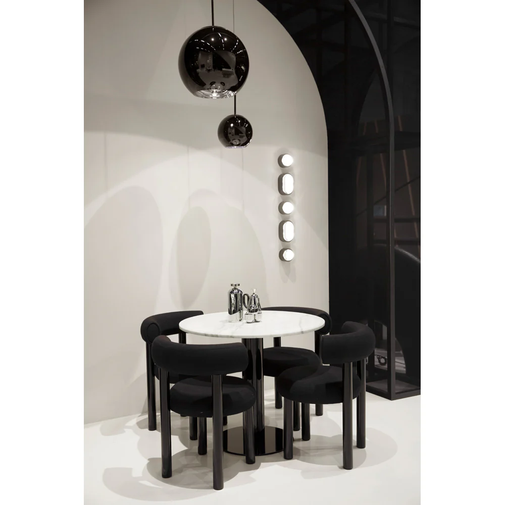Tube 36" Dining Table - White Marble Top, Black Base - Image 4