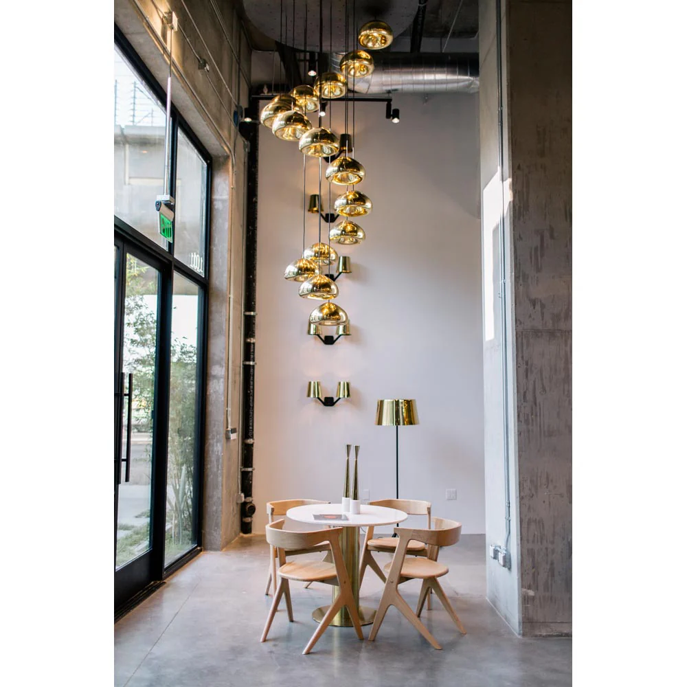 Tube 36" Dining Table - White Marble Top, Brass Base - Image 4