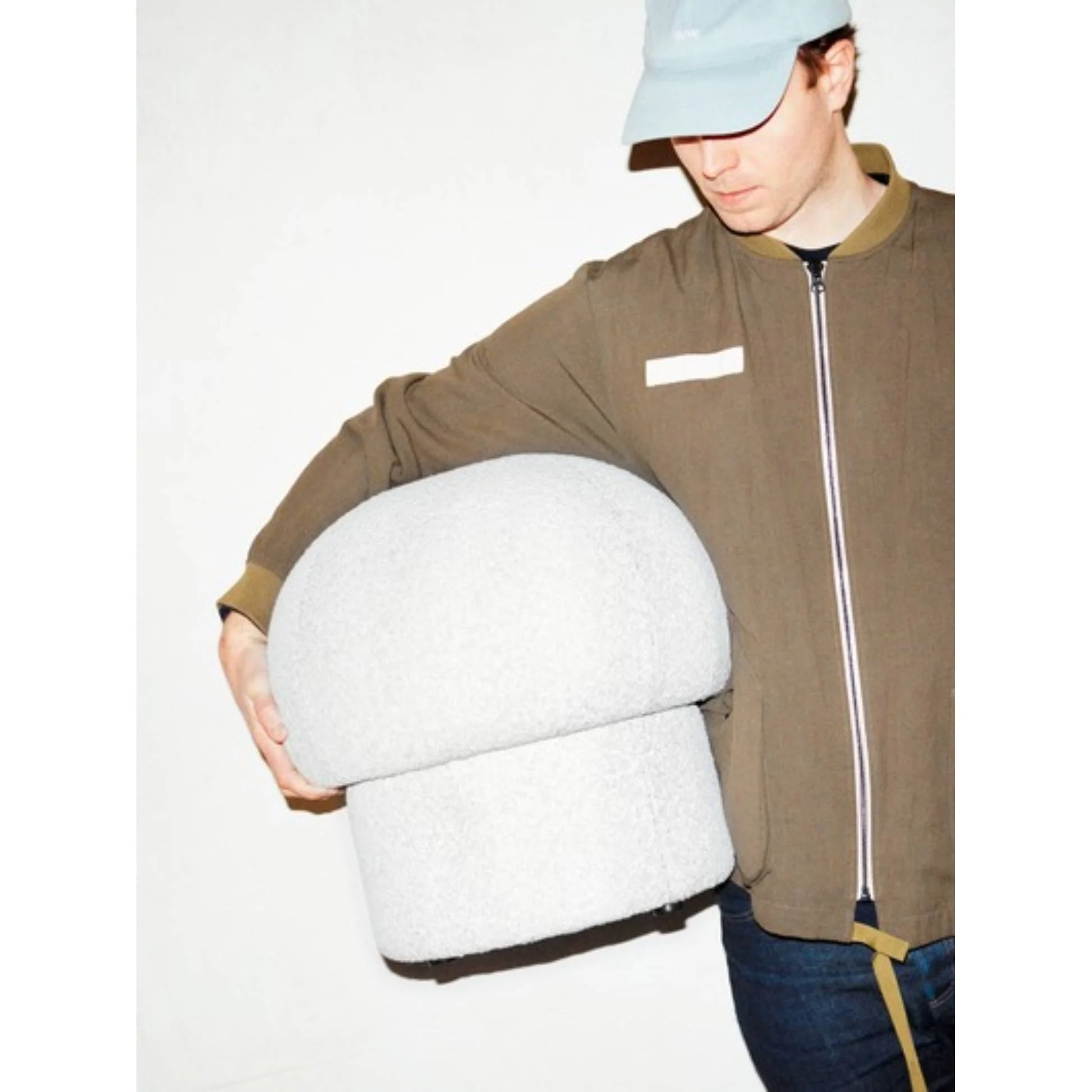 Uno Pouf - Cream, 19"W - Image 5