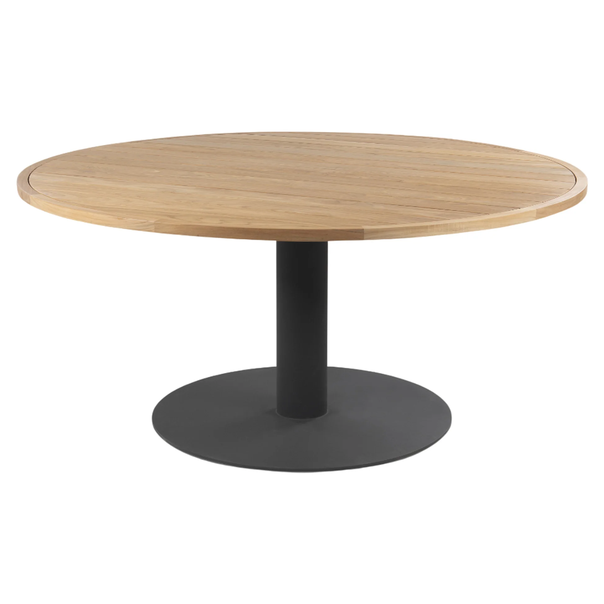 Venice Dining Table - Teak Top, Black Aluminum Base