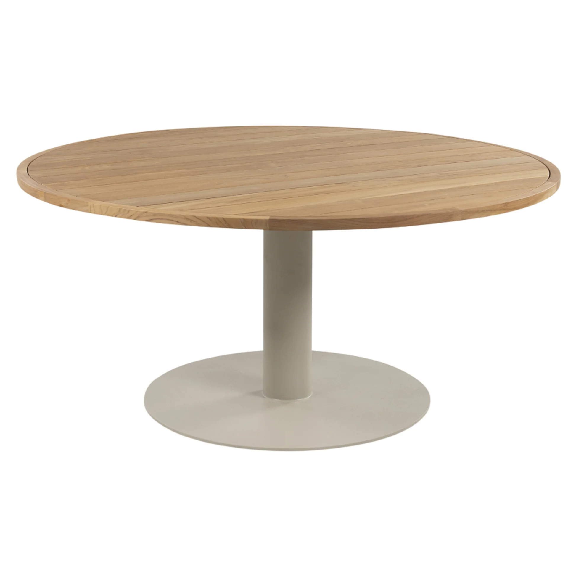 Venice Dining Table - Teak Top, Linen Aluminum Base