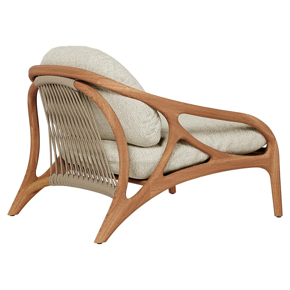 Vime Outdoor Lounge Chair - Beige Boucle, Beige Cord, Teak Frame - Image 3