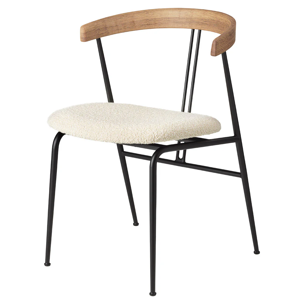 Violin Seat Upholstered Dining Chair - Wood Backrest - Image 3