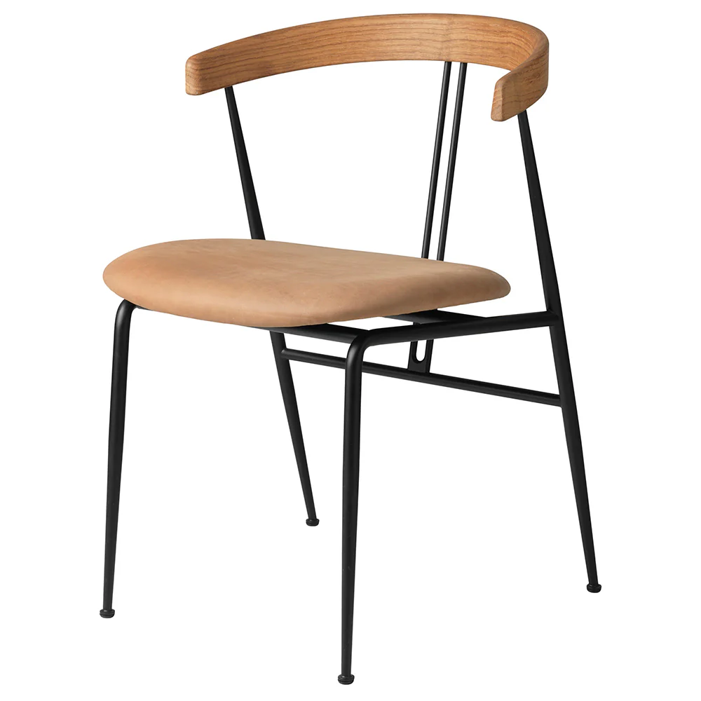 Violin Seat Upholstered Dining Chair - Wood Backrest - Image 4