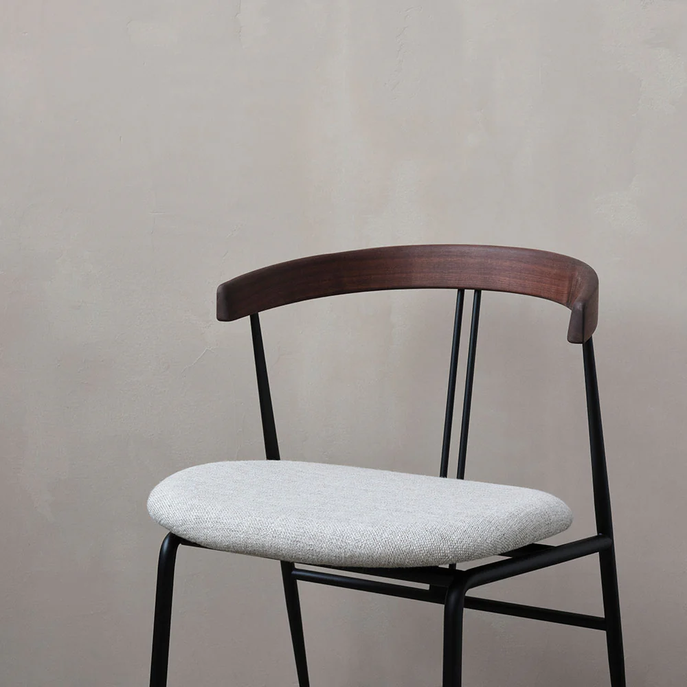 Violin Seat Upholstered Dining Chair - Wood Backrest - Image 7