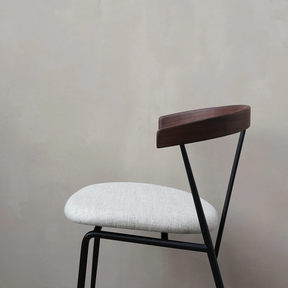 Violin Seat Upholstered Dining Chair - Wood Backrest - Image 8