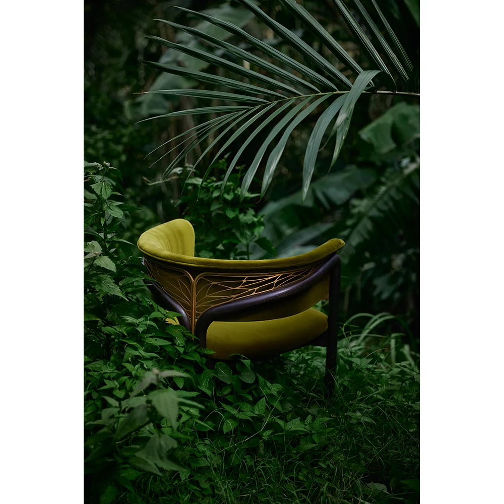 Volita Dining Chair - Green Velvet, Brass, Dark Brown Teak Frame - Image 5