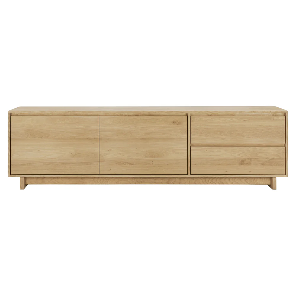Wave TV Cupboard - 2 Doors, 1 Flip-down Door, 1 Drawer - Oak