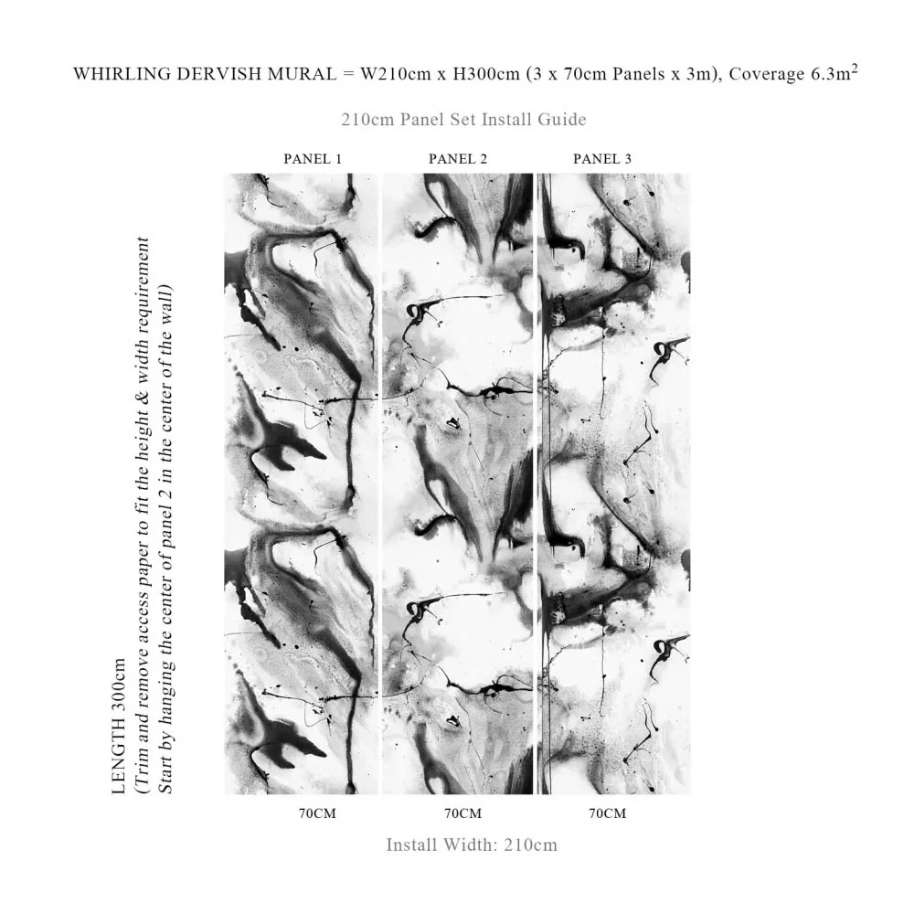 Whirling Dervish Wallpaper - Stone 3 Panels - Image 3