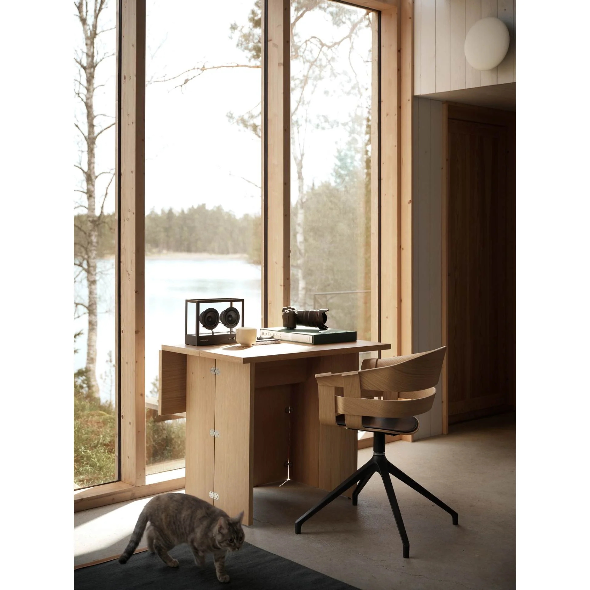 Wick Swivel Chair - Oak Seat, Gray Base - Image 5