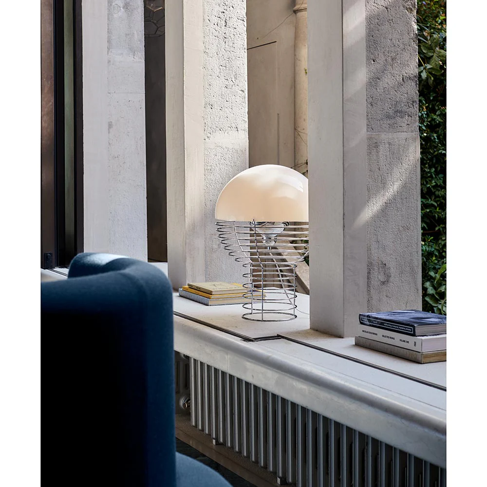Wire Table Lamp - Chrome/White - Image 4