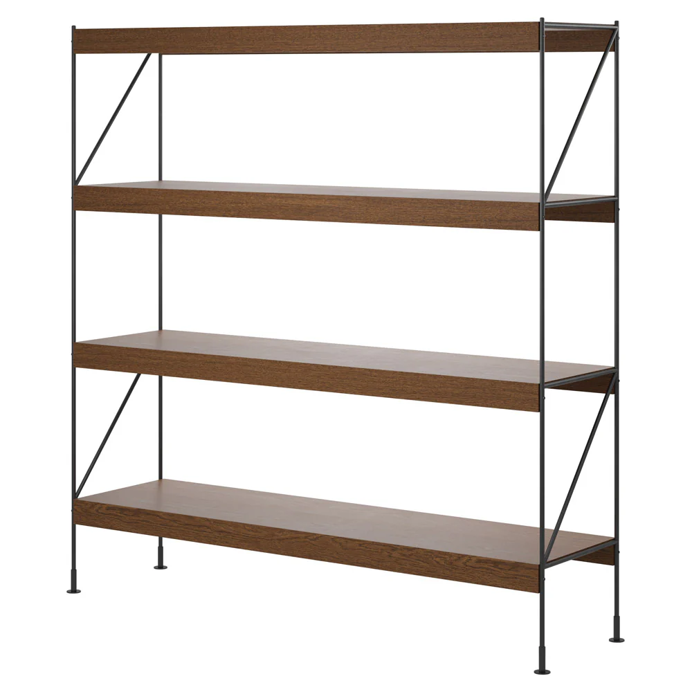 Zet Storage System 62.2''H - Black Steel, Dark Stained Oak