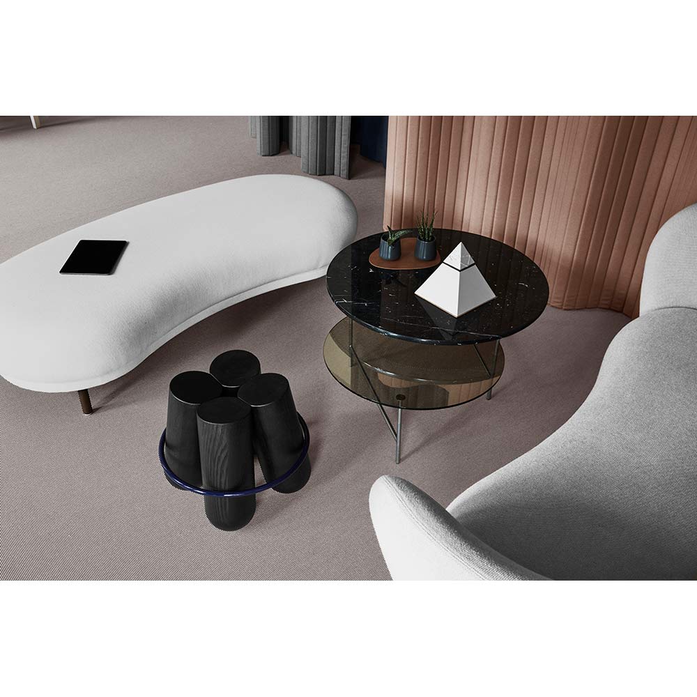 Zoro Coffee Table - Black Marble, Smoked Glass Top - Image 4